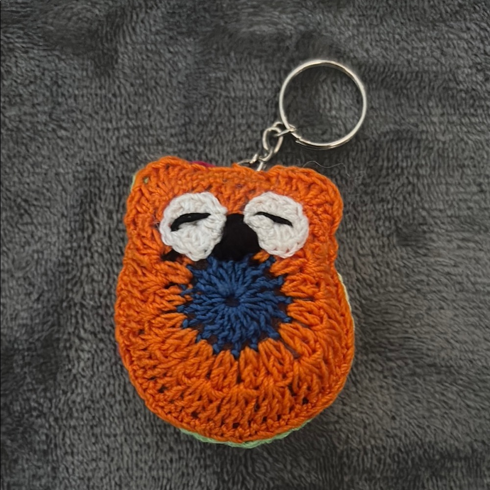 Handmade Orange and Blue Owl Keychain